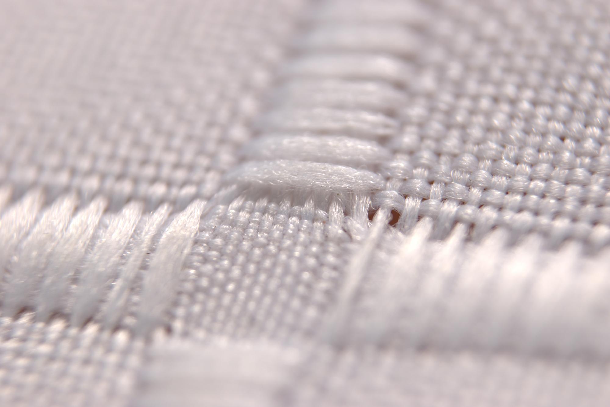 Close-up of satin stitch on cotton